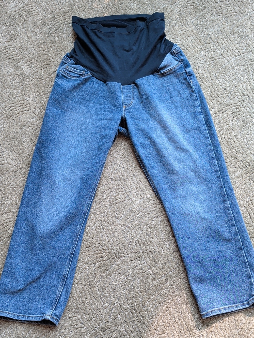 Maternity High-Waist Indigo Jeans with Stretch Panel Size Large